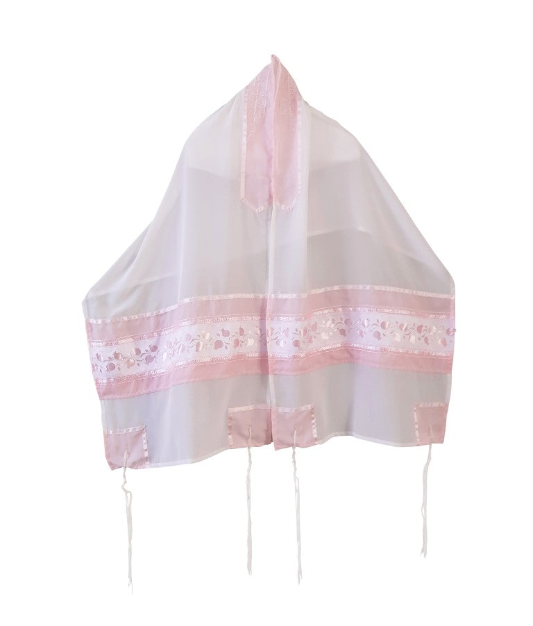 Pink Pomegranates Silk Feminine Tallit by Galilee Silks