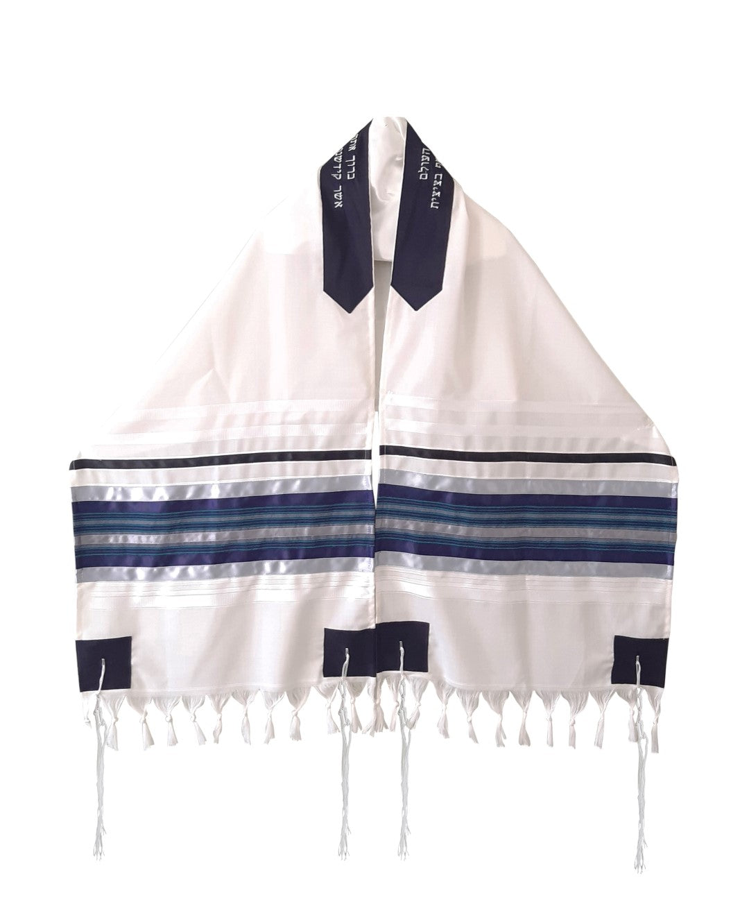 Exclusive Tallit Prayer Shawl with Blue, Gray and Silver shades