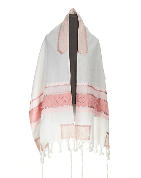 Pink Star of David Tallit for women and girls - Galilee Silks