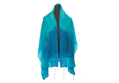Tree of Life Turquoise Silk Tallit : A Fine Addition to Your Wardrobe