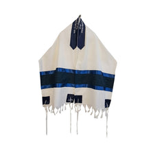 Load image into Gallery viewer, Blue Stripes Tallit for Boy Bar Mitzvah Tallit Prayer Shawl, Tzitzit Tallis open small