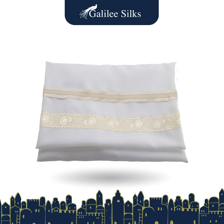 Cream Paisley Tallit - Women's and Bat Mitzvah Tallis design by