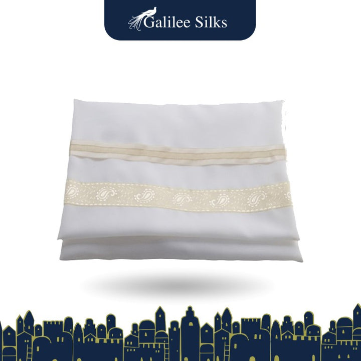 Cream Paisley Tallit - Women's and Bat Mitzvah Tallis design by