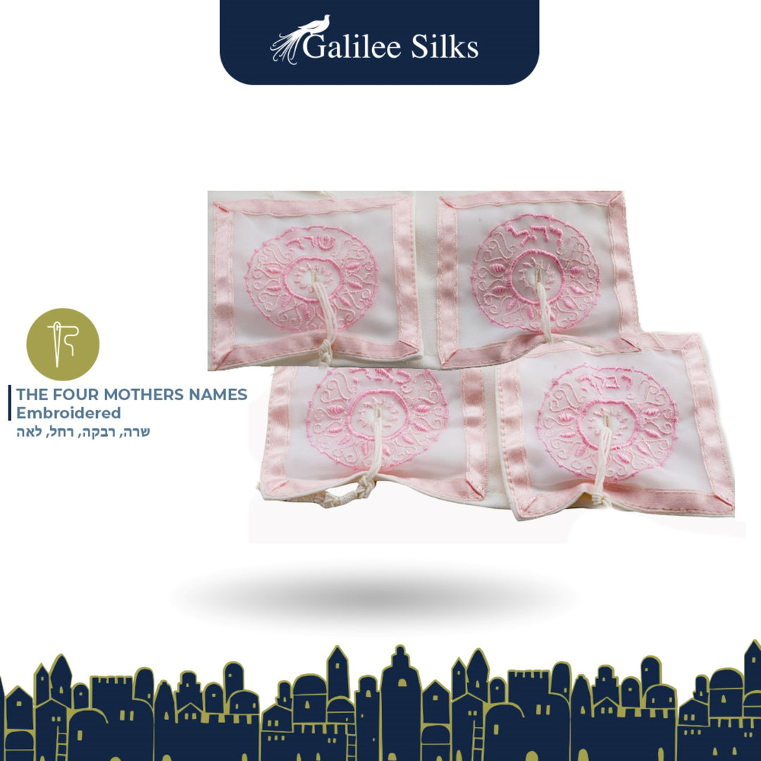 Four Mothers Tallit in Pink- Feminine tallit, Bat Mitzvah Tallit