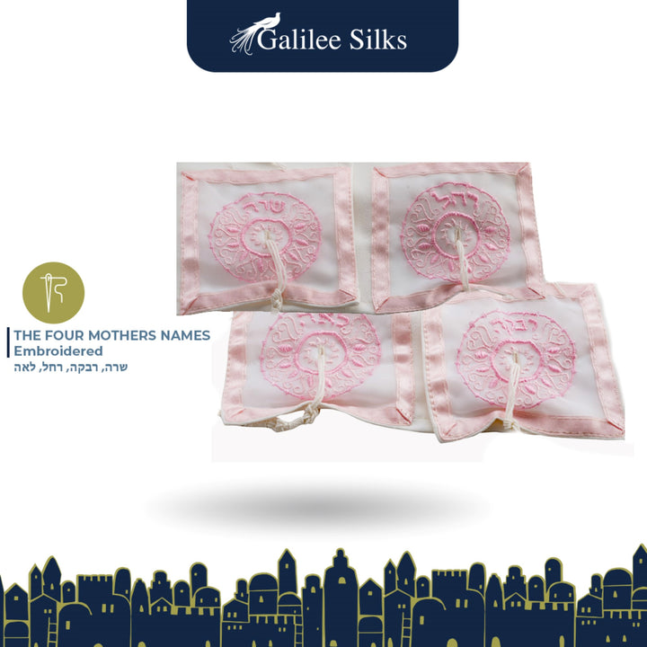 Four Mothers Tallit in Pink- Feminine tallit, Bat Mitzvah Tallit