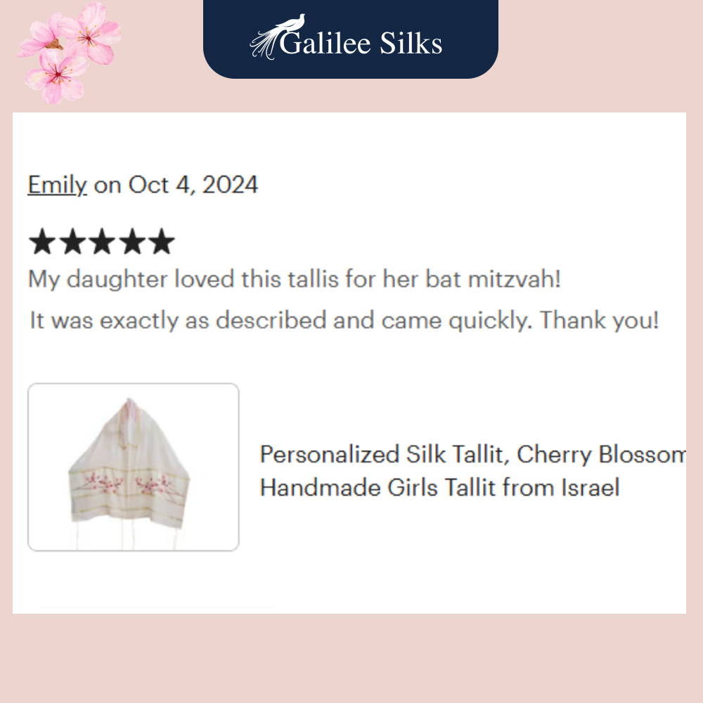 Cherry Blossom Bat Mitzvah Tallit from Israel – Galilee Silks