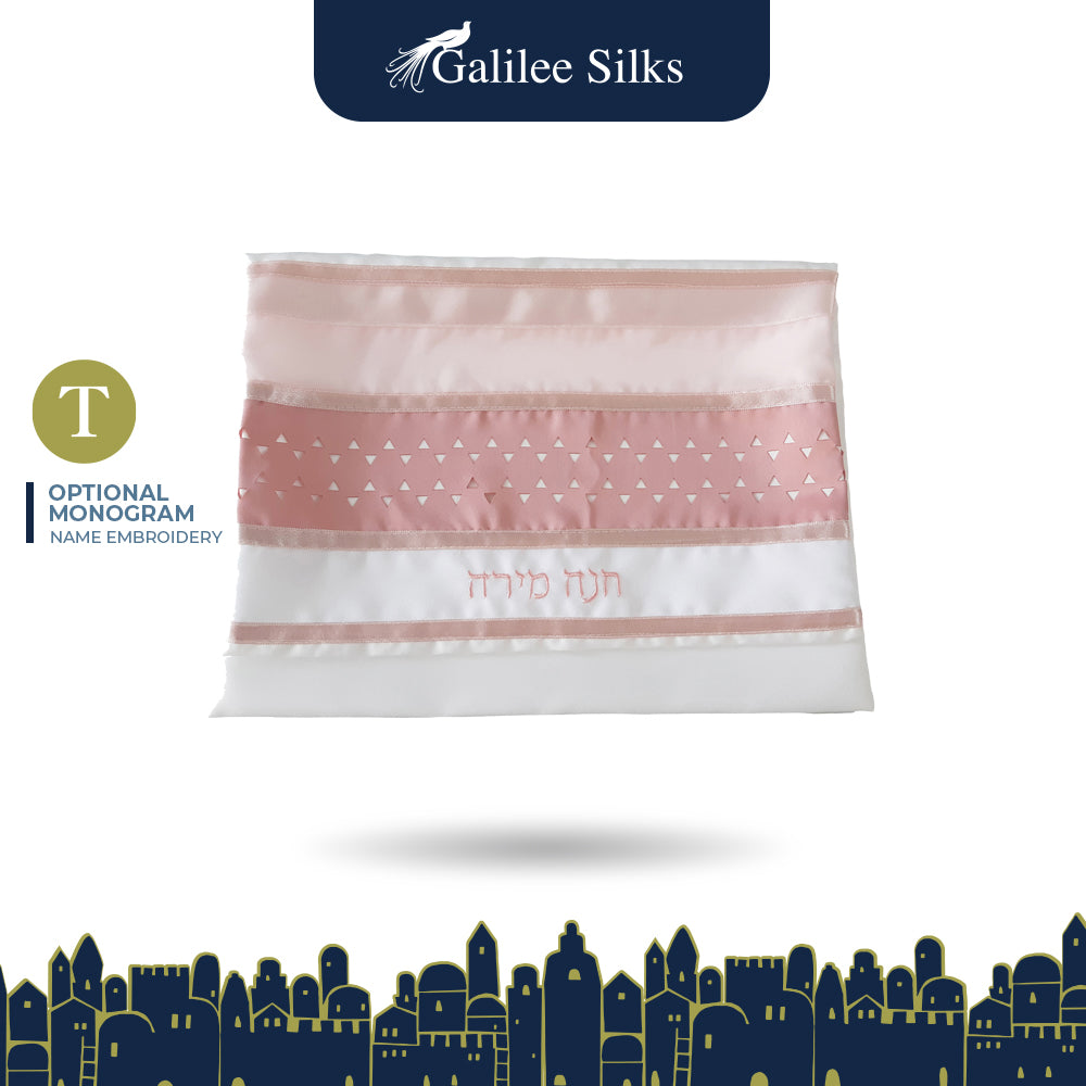 Pink Star of David Tallit for women and girls - Galilee Silks
