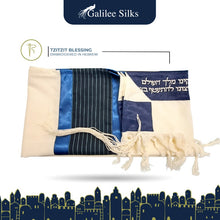 Load image into Gallery viewer, Blue Stripes Tallit for Boy Bar Mitzvah Tallit Prayer Shawl, Tzitzit Tallis atarah