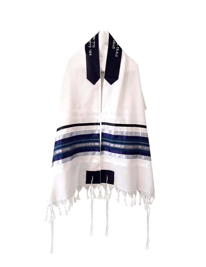Traditional Jewish Kosher Tallit Prayer Shawl – 60/170cm, White & Black, Bar Mitzva Gift