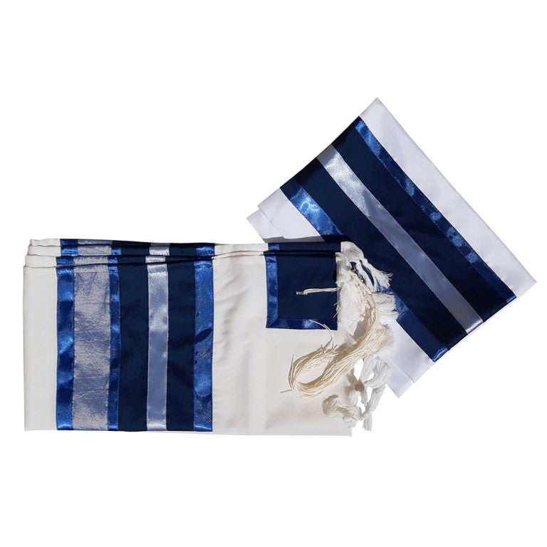 Dark Blue Stripes Wedding Tallit Set Chuppah Tallit | Galilee Silks
