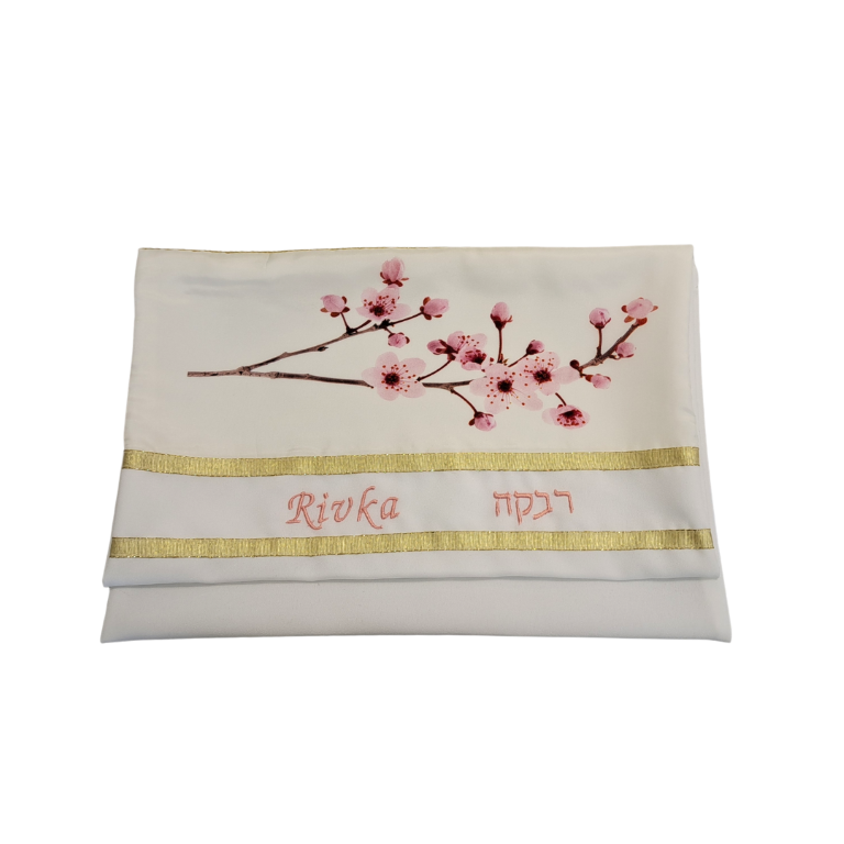 Cherry Blossom Bat Mitzvah Tallit from Israel – Galilee Silks Cherry Blossom Bat Mitzvah Tallit from Israel – Galilee Silks