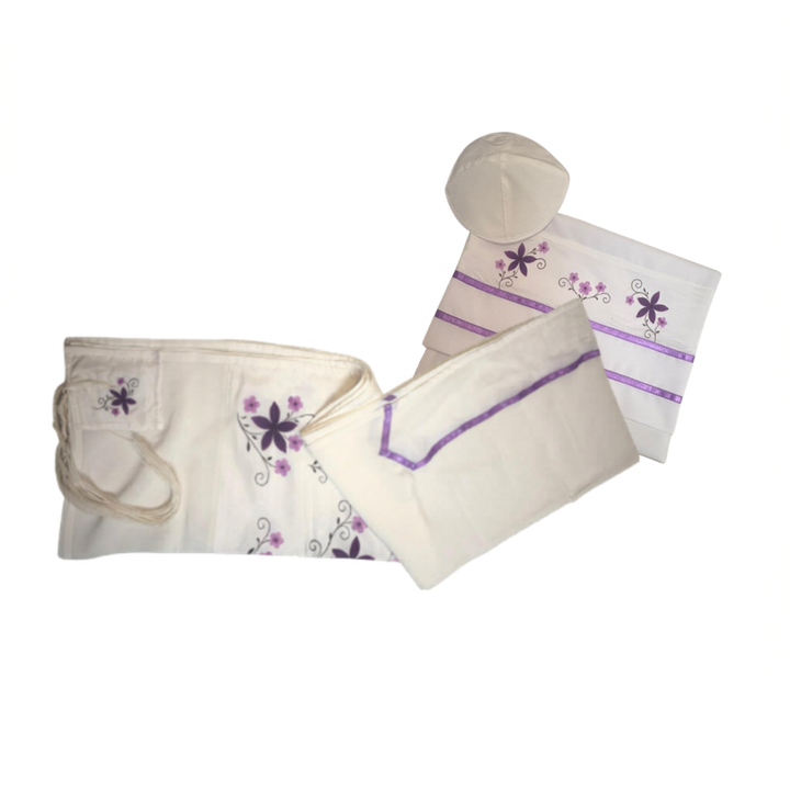 Purple Flowers Silk Tallit for Girl – Galilee Silks