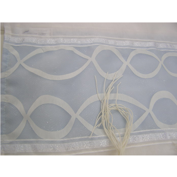 Light Blue Tallit for women With Wave Decoration