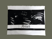 Load image into Gallery viewer, black wave silk tallit, bat mitzvah tallit set