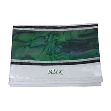 Load image into Gallery viewer, The Green Marble Hand Painted Silk on Wool Wedding Tallit, Chuppah Tallit name