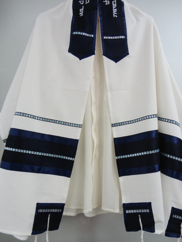 White and Blue Tallit, Bar Mitzvah Tallit Set, Tallit Prayer Shawl, Custom Tallit, Modern Tallit, Contemporary Tallit