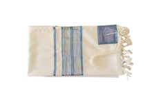 Load image into Gallery viewer, Refreshing White and Blue Tallit, Bar Mitzvah Tallit Set, Tallit Prayer Shawl