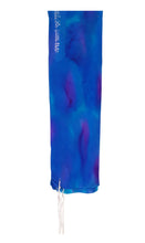 Load image into Gallery viewer, Hand Painted Blue Shades with Turquoise and Purple Silk Tallit for Women, Bat Mitzvah Tallit, Girl&#39;s Tallit, Women&#39;s Tallit hung