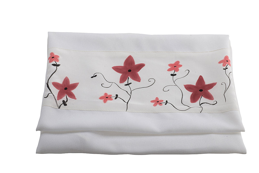 Red flowers silk tallit bag, bat mitzvah tallit, tallit for women, tallit for girl, feminine tallit
