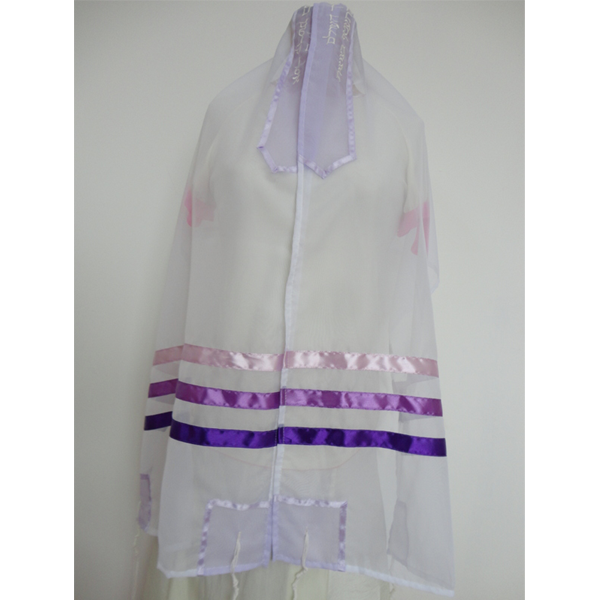 Tallit for women with Purple, Pink and Blue Stripes