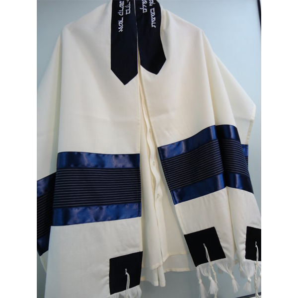 Blue Tallit - Bar Mitzvah Tallit, Wool Tallit Set, custom tallit from Israel, modern tallit for men