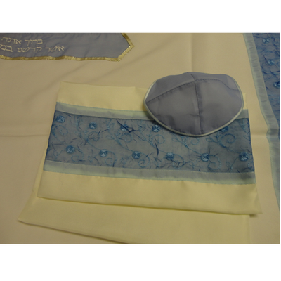 Blue strips silk Tallit for women
