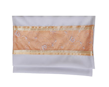 Load image into Gallery viewer, Floral Apricot \ Peach Decorated Tallit for Women, Bat Mitzvah Tallit Set, Tallit for Girl Tallit bag, Women&#39;s Tallit