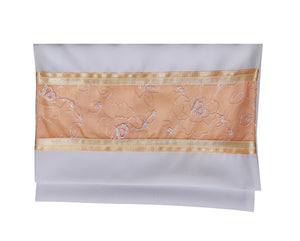 Floral Apricot \ Peach Decorated Tallit for Women, Bat Mitzvah Tallit Set, Tallit for Girl Tallit bag, Women's Tallit