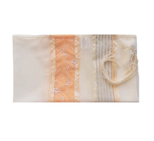 Load image into Gallery viewer, Floral Apricot \ Peach Decorated Tallit for Women, Bat Mitzvah Tallit Set, Tallit for Girl Tallit, Women&#39;s Tallit flat 1