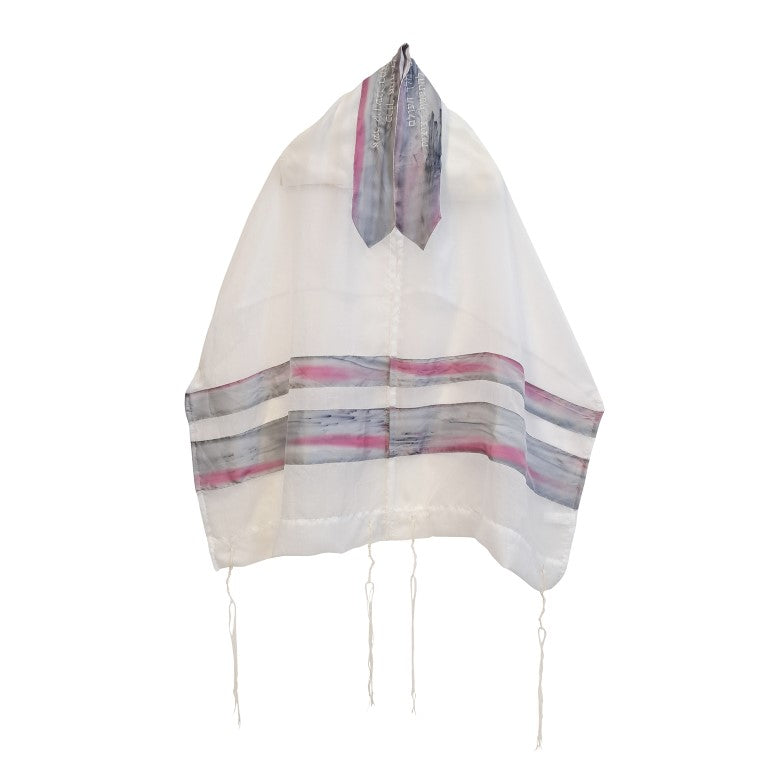 Pink and Gray Blend Silk Stripes Bat Mitzvah Tallit, Women's Tallit Pr ...