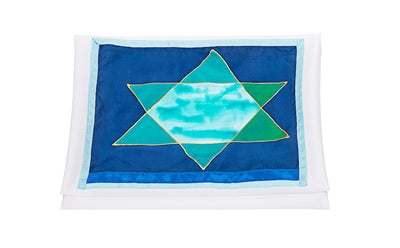 Blue Stars of David Tallit (H8) - Galilee Silks Bat Mitzvah Tallit Set