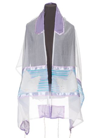 H13 Doves of Peace Tallit for Women,girls tallit by Galilee Silks Israel