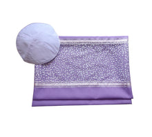 Load image into Gallery viewer, Royal Lilac with Silver and White Flakes Bat Mitzvah Tallit, Tallit for Women, Women&#39;s Tallit Prayer Shawl kipaah