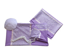 Load image into Gallery viewer, Royal Lilac with Silver and White Flakes Bat Mitzvah Tallit, Tallit for Women, Women&#39;s Tallit Prayer Shawl set