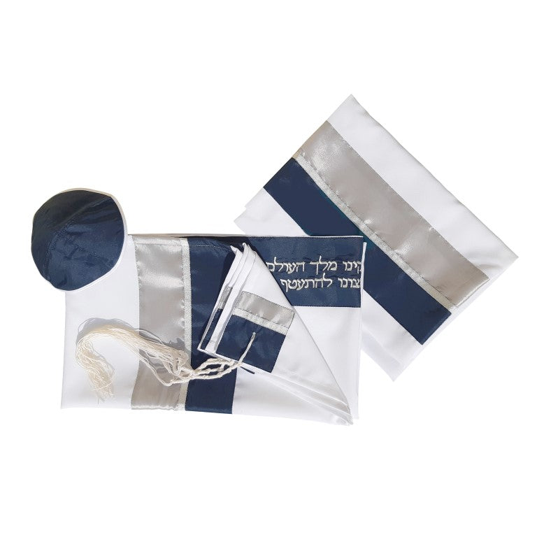 Eternity Blue and Gray Bar Mitzvah Tallit Set, Mens Tallit, Jewish Pra ...