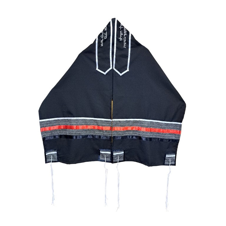 Black Tallit for Men with Red, Bar Mitzvah Tallit Prayer Shawl Tzitzit ...