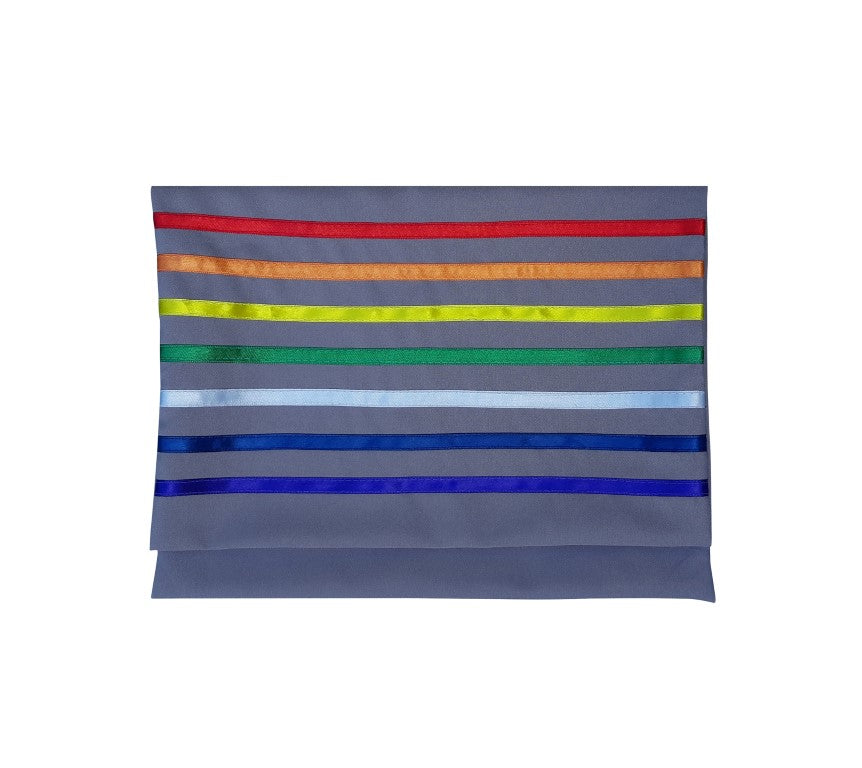 Handmade Rainbow Tallit, Joseph's Coat of Many Colors Tallis, Gray Tallis bag