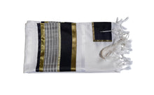 Load image into Gallery viewer, JOSEPH Gold, Black and Olive Green decorated Wool Tallit for men – Bar Mitzvah Tallit, Hebrew Prayer Shawl, Tzitzit Wedding Tallit, Tallit Prayer Shawl, Contemporary Tallit flat 2