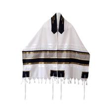 Load image into Gallery viewer, JOSEPH Gold, Black and Olive Green decorated Wool Tallit for men – Bar Mitzvah Tallit, Hebrew Prayer Shawl, Tzitzit Wedding Tallit, Tallit Prayer Shawl, Contemporary Tallit spread