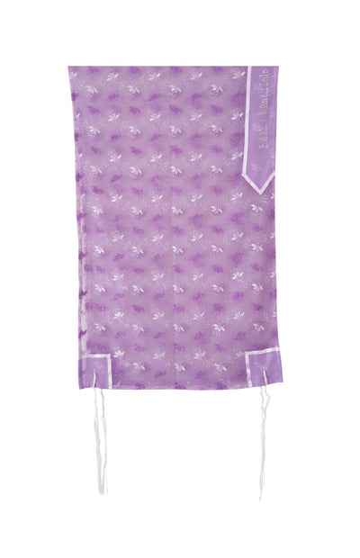 Delicate Lilac Floral Embroidery Tallit for women, Bat Mitzvah Tallit hung, Tallit for Girl, Tzitzit