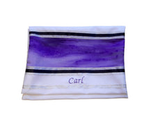 Load image into Gallery viewer, Purple Marble Hand Painted Silk on Wool Tallit, Bar Mitzva Tallit, Tzitzit, Jewish Prayer Shawl bag