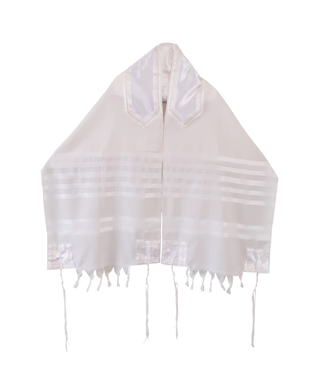 White On White Classic Tallit, Bar Mitzvah Tallit Set | Galilee Silks