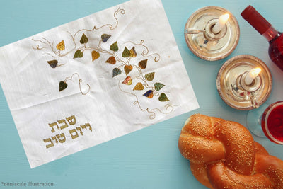 Silk Autumn Leaves Hand Painted Challah Cover
