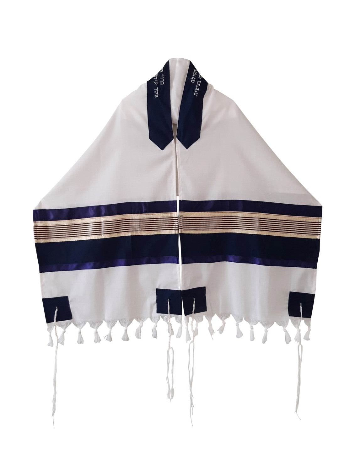 Gold and Blue Stripes Handmade Tallit by Galilee Silks