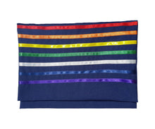 Load image into Gallery viewer, Handmade Rainbow Tallit, Joseph&#39;s Coat of Many Colors Tallis, Bar Mitzvah Tallit bag, Talit for Man, Blue Base Ttzitzit