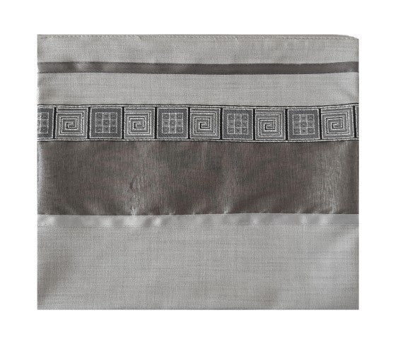 Distinguished Gray Tallit with Geometric Design, Viscose Tallit, Tallit Prayer Shawl, Bar Mitzvah Tallit bag