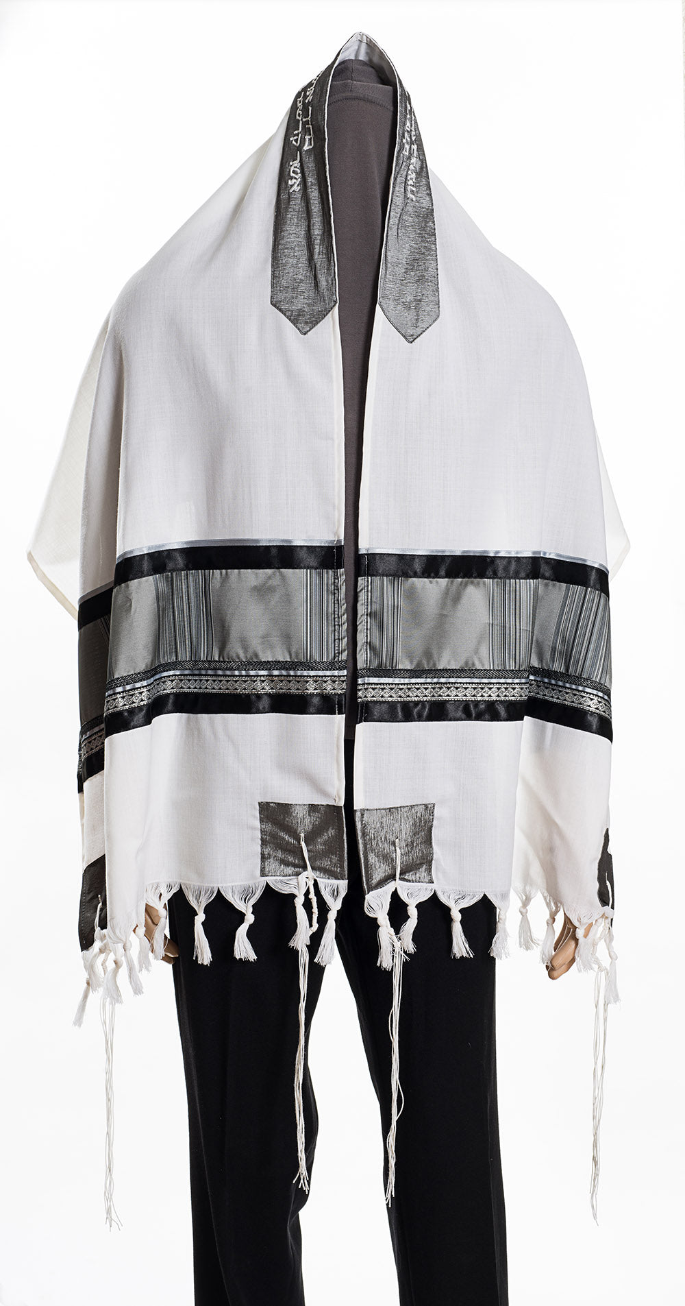 Gray & Black Tallit for Men, Bar Mitzvah Tallit Set, Modern Tallit ...