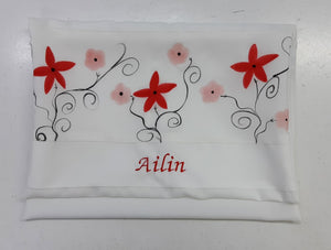Red flowers bat mitzvah tallit bag by Galilee Silks