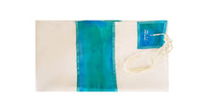 Load image into Gallery viewer, four mothers on turquoise silk bat mitzvah tallit set, women tallit from Israel
