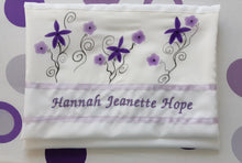 Load image into Gallery viewer, purple flowers silk tallit name embroidery Galilee silks